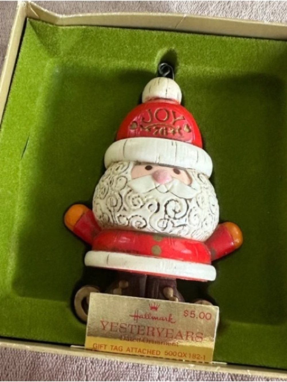 Hallmark Yesteryears Santa Ornament in Red and Cream